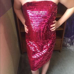Bright pink sequin formal dress